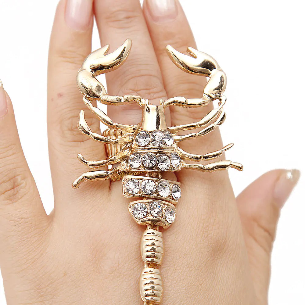 Exaggerated Alloy Scorpion Ring and Bracelet Set