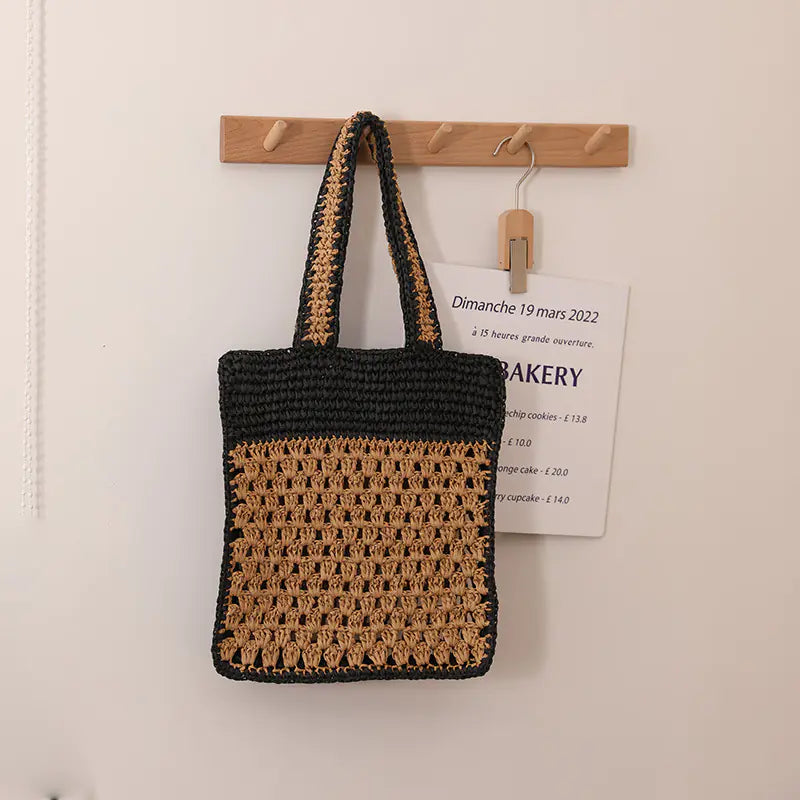 Hollow Out Crochet One Shoulder Straw Bag for Color Matching