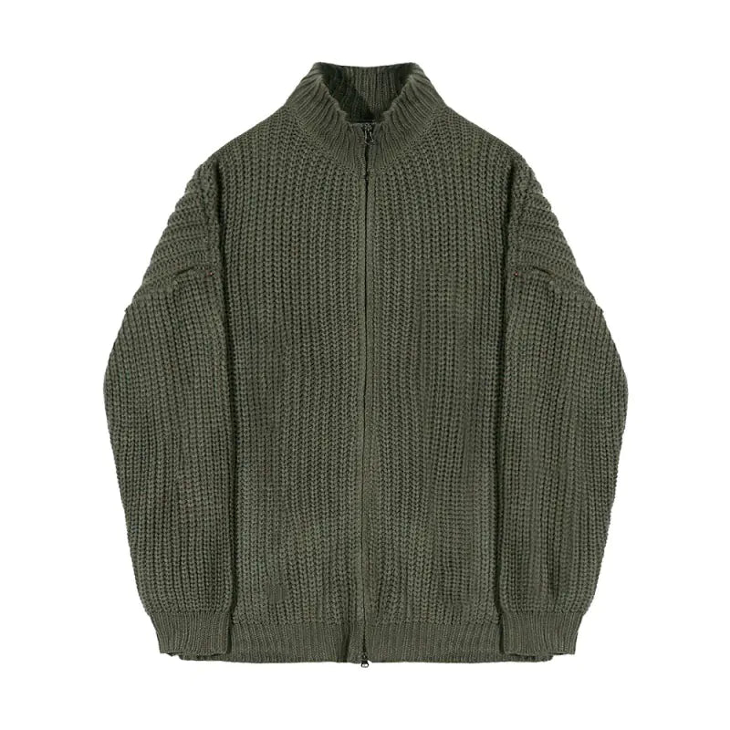 Half-High Neck Zip Knit Cardigan