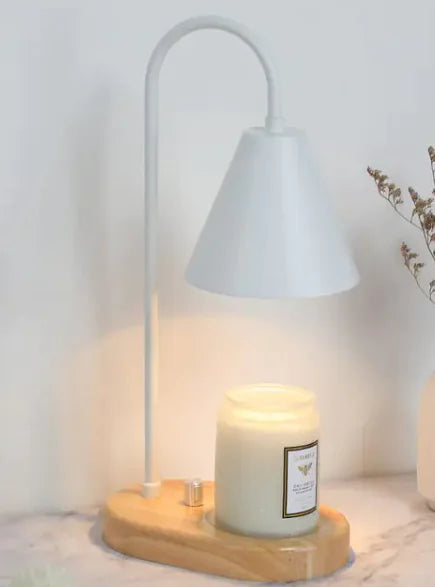 Electric Candle Heater with Wood Base and Aromatherapy Light